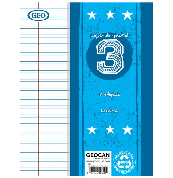 Small Writing Pads - Interlined Front Ruling - Pack of 3