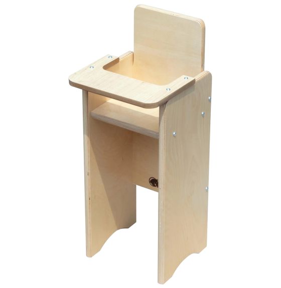 Chaise haute de poupée, en bois