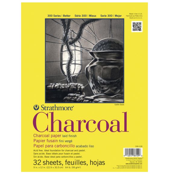 Tablette de 32 feuilles de papier à fusain Strathmore®, série 300, 64 lb (95 g/m²) - Reliure à bande adhésive