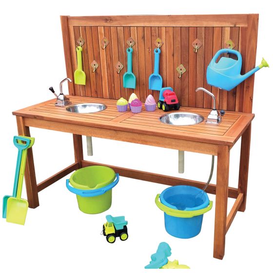 Outdoor Learning Kitchen with 2 Sinks and 2 Pumps