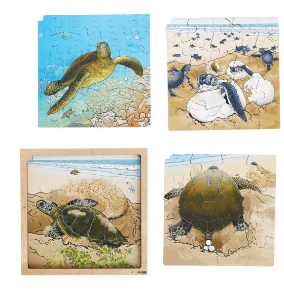Casse-têtes superposés en bois (4 couches) - Tortue