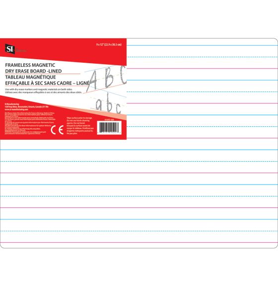 10 Frameless Magnetic Dry Erase Board - Lined 9" x 12"