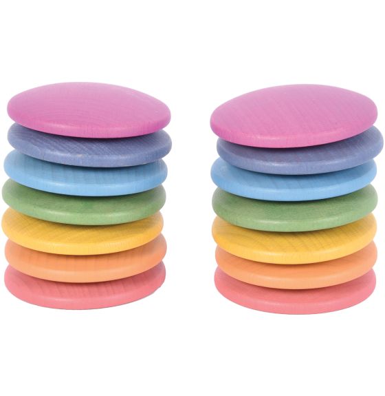 Rainbow Wooden Discs - Set of 14