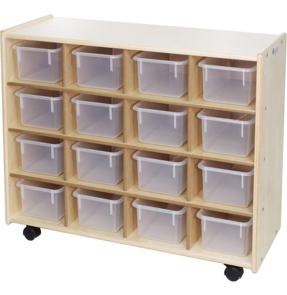 16 Small Bin Cubby Storage Unit with Clear Bins