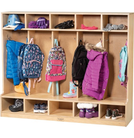Stock Wooden Toys 60" Locker with Bench - Birch
