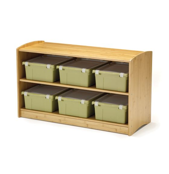 Bamboo Shelving Unit with Sage Tubs