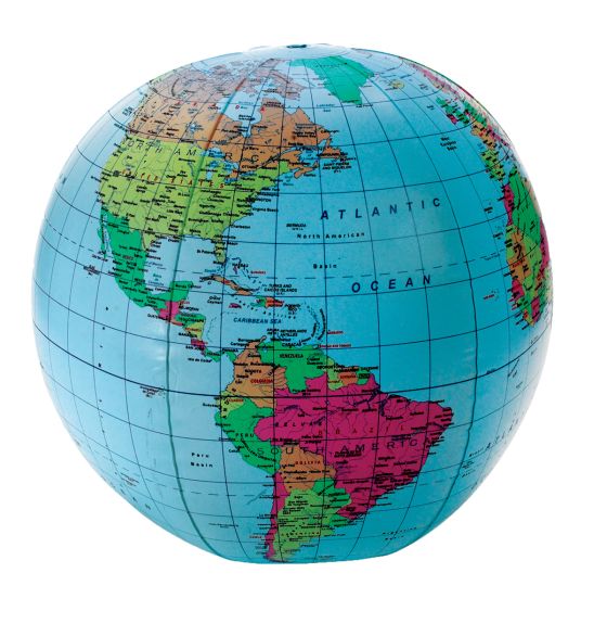12" Inflatable World Globe