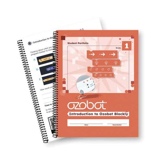 Ensemble de 12 cahiers de l'élève Ozobot avec 1 clé de correction (1re année primaire) : Introduction to Ozobot Blockly