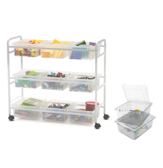 Chariot de rangement STIM avec bacs translucides et couvercles