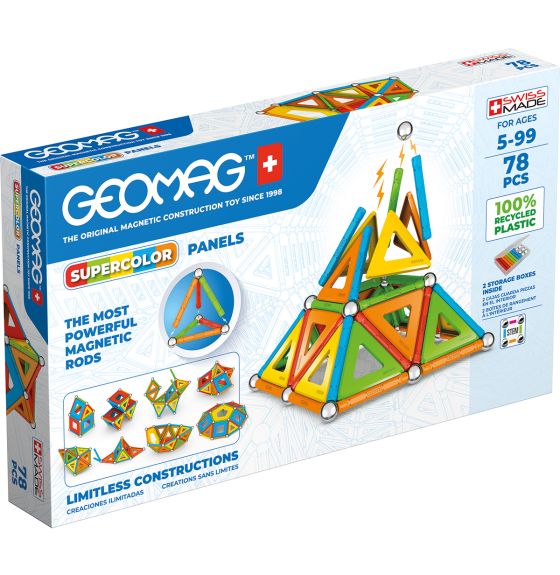 Geomag&trade; Supercolour Panels Magnetic Construction Building Set - 78 Pieces 