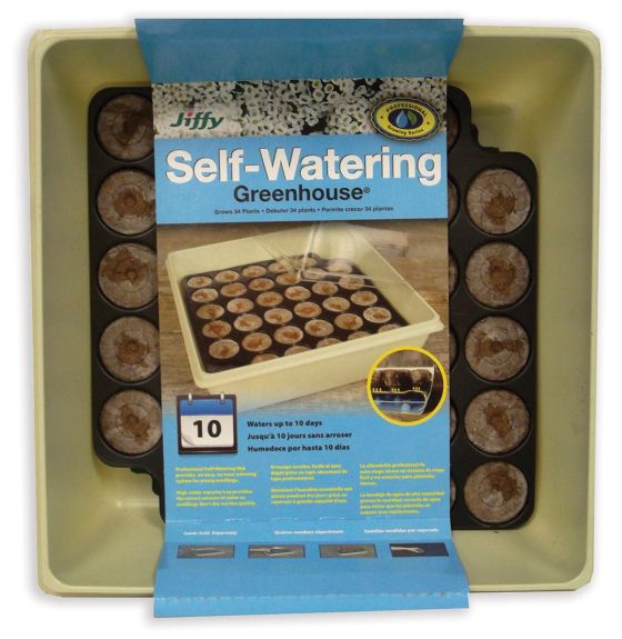 Serre auto-irriguée Jiffy® avec 34 pastilles de tourbe - 28 cm x 28 cm (11" x 11")
