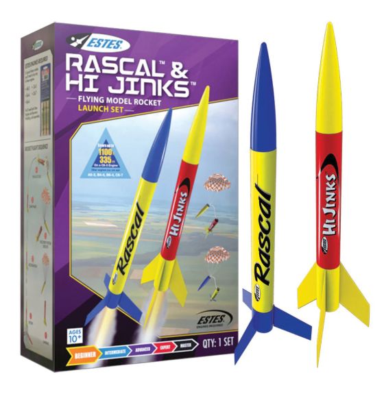 Estes Rockets Rascal & Hi-Jinks Model Rockets with Launcher Bundle