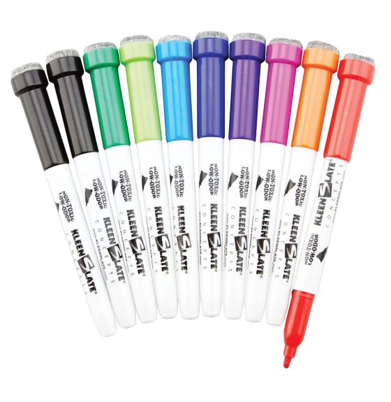 Marqueurs effaçables à sec, avec brosses - Ensemble de 10 de couleurs assorties