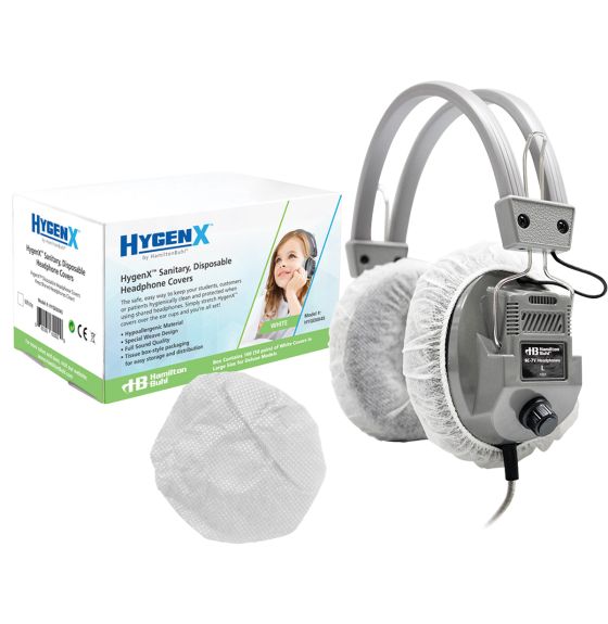 HamiltonBuhl® HygenX Sanitary, Disposable Ear Cushion Covers for 4.5" (11.4 cm) Deluxe-Sized Headphones and Headsets - Pack of 50 - White