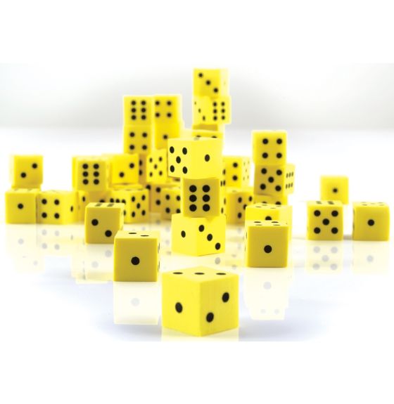 Soft Foam Dice Yellow - Set of 200 In Storage Container 				