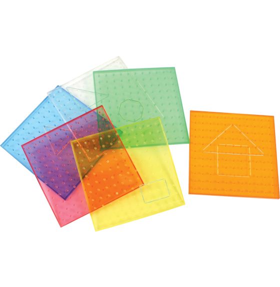 Ensemble de 6 géoplans 11 x 11 transparents pour le rétroprojecteur