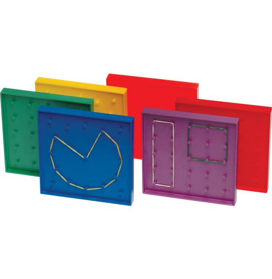 Double-Sided Rainbow-Coloured Geoboards, 5 x 5 - Set of 6