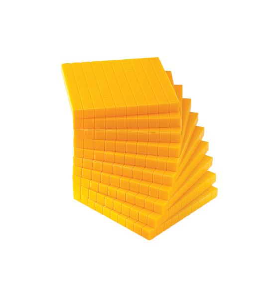 Spectrum Opaque Base Ten Blocks, 10's Flats - Yellow, Pack of 10