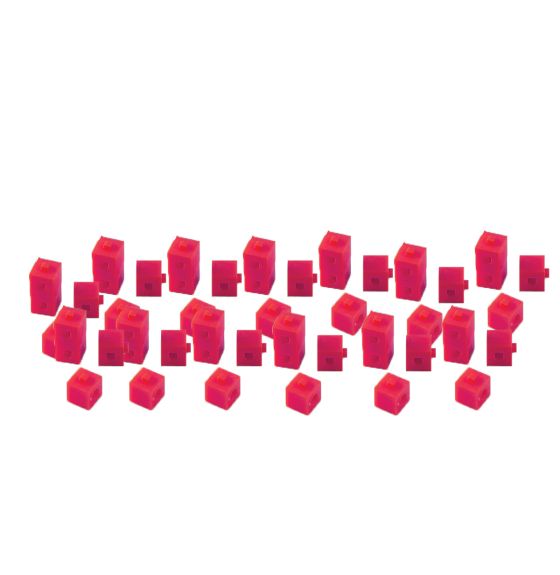 Spectrum Opaque Base Ten Linking Unit Cubes, Red - Pack of 100