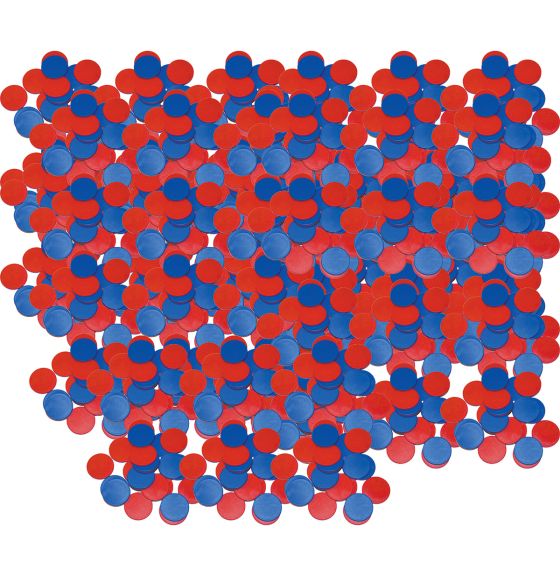 Two-Coloured Counters (Red & Blue), Package of 1000 in a Plastic Bin