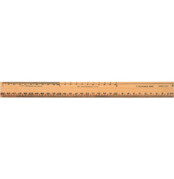 Wood School Ruler with Plain Edge (30 cm)