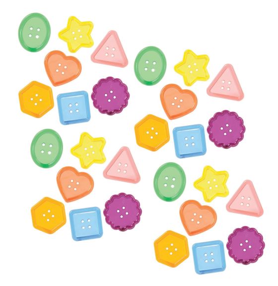 Assorted Large Buttons - Clear, 90 Pieces