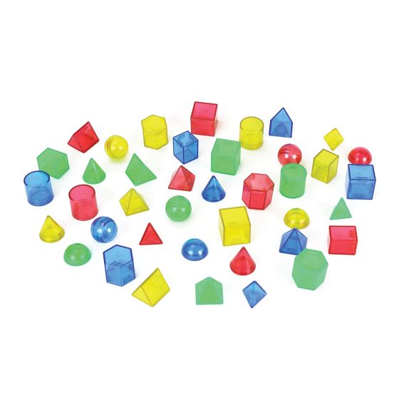 Geometric Solids Hollow Plastic Set - 40 Pieces - Clear