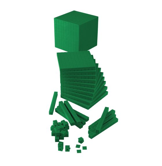 Opaque Base Ten Starter Kit - 1527 pcs, Green - English