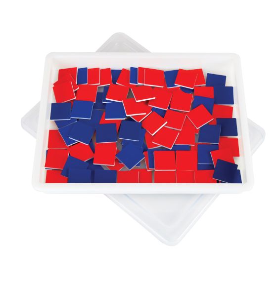 Tuiles carrées de 2 cm (rouge/bleu) - Ensemble de 100
