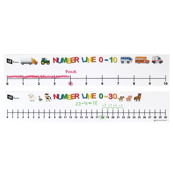 Droites numériques double face, 0-10 et 0-30 - Paquet de 15