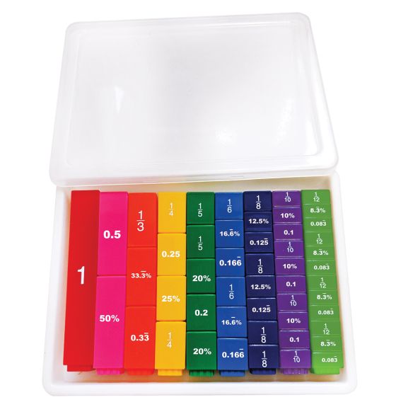 Interlocking Fraction, Decimal and Percent Equivalency Cubes Set - 51 Pieces