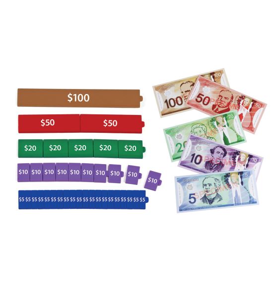 Spectrum Connecting Proportional Educational Money Tiles Bills Kit with Container