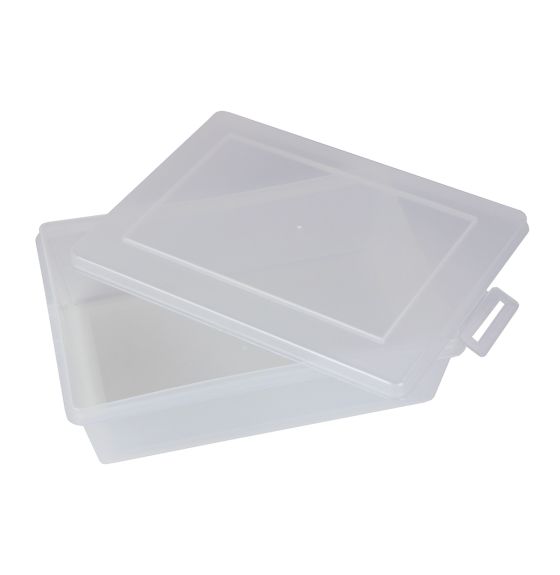 Boîte de rangement translucide avec couvercle à enclenchement