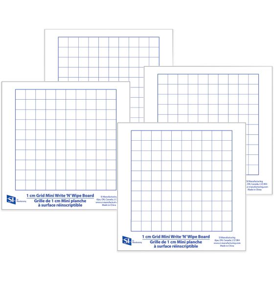 Mini Write "N" Wipe Boards 1 cm Grid - Pack of 10