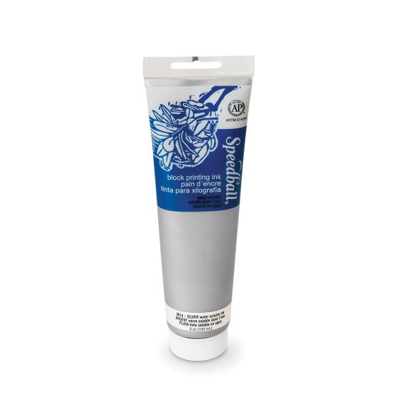 Tube d'encre hydrosoluble Speedball&reg; pour linogravure - 148 ml (5 oz) - Argent