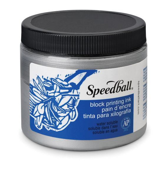 Pot d'encre hydrosoluble Speedball&reg; pour linogravure - 473 ml - Argent