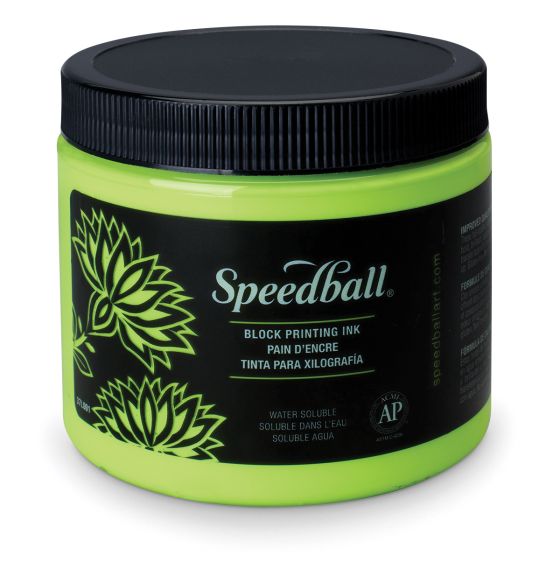 Pot d'encre hydrosoluble Speedball® pour linogravure - 473 ml - Vert lime fluorescent