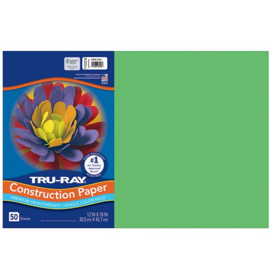 Papier construction Tru-Ray® résistant à la décoloration, 50 feuilles de 30,5 cm x 46 cm - Vert festif