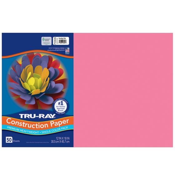 Papier construction Tru-Ray® résistant à la décoloration, 50 feuilles de 30,5 cm x 46 cm - Rose criard