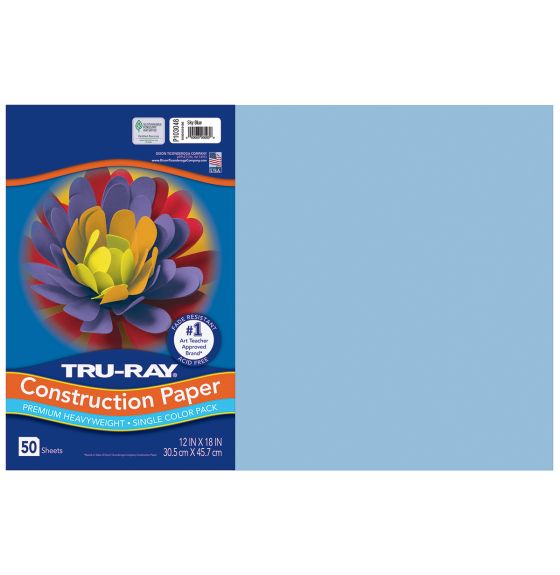 Papier construction Tru-Ray® résistant à la décoloration, 50 feuilles de 30,5 cm x 46 cm - Bleu ciel