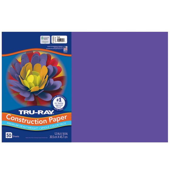 Papier construction Tru-Ray® résistant à la décoloration, 50 feuilles de 30,5 cm x 46 cm - Pourpre