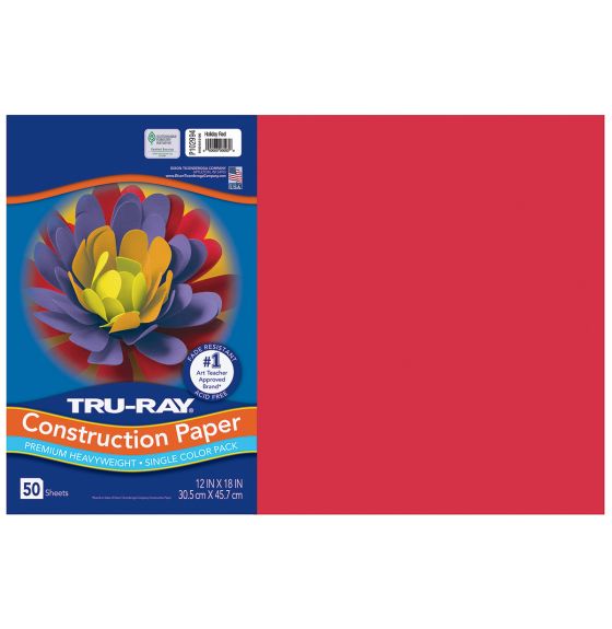 Papier construction Tru-Ray® résistant à la décoloration, 50 feuilles de 30,5 cm x 46 cm - Rouge des fêtes