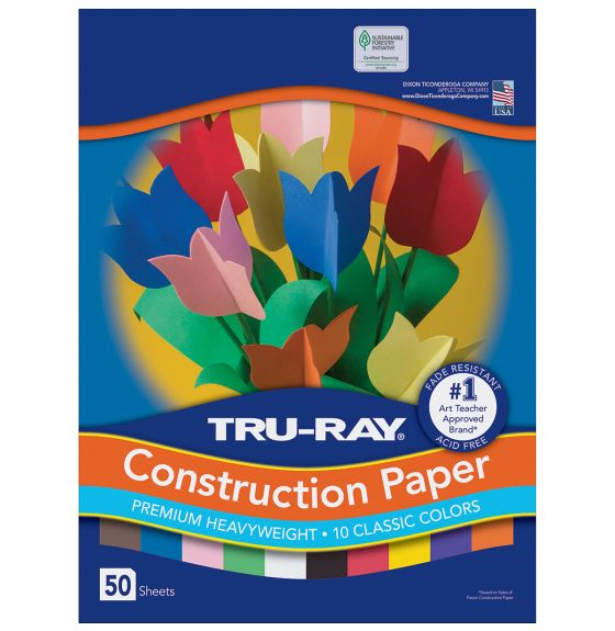 Papier construction Tru-Ray® résistant à la décoloration, 50 feuilles de 30,5 cm x 46 cm - Couleurs assorties