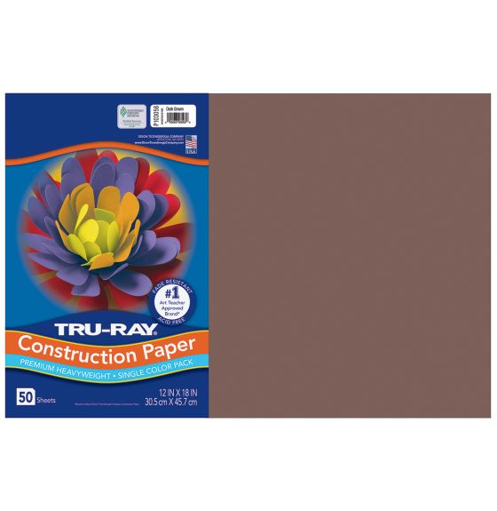 Tru-Ray® Fade Resistant Construction Paper - 50 Sheets - 30 cm x 46 cm (12" x 18") - Dark Brown