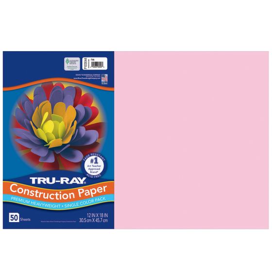 Papier construction Tru-Ray® résistant à la décoloration, 50 feuilles de 30,5 cm x 46 cm - Rose
