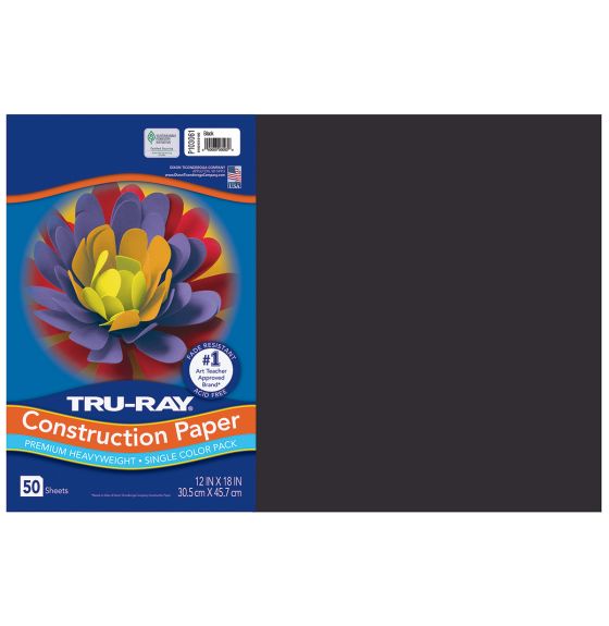 Papier construction Tru-Ray® résistant à la décoloration, 50 feuilles de 30,5 cm x 46 cm - Noir