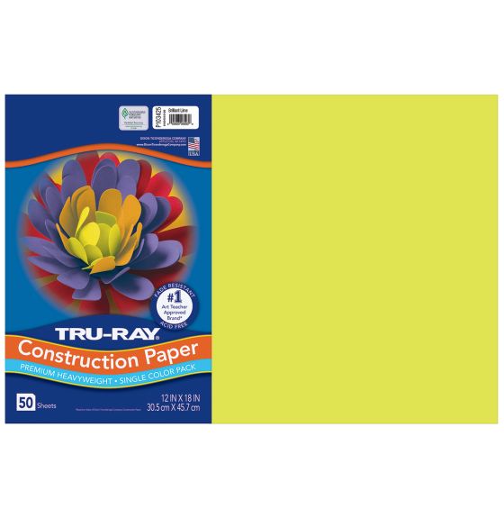 Papier construction Tru-Ray® résistant à la décoloration, 50 feuilles de 30,5 cm x 46 cm - Lime éclatante