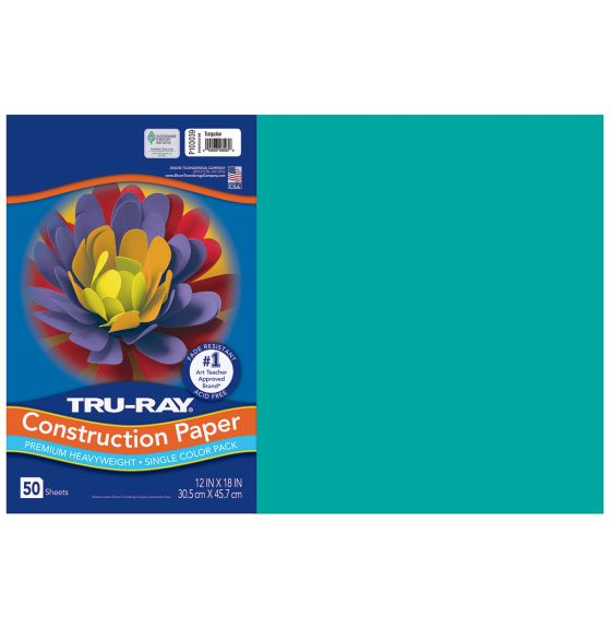 Papier construction Tru-Ray® résistant à la décoloration, 50 feuilles de 30,5 cm x 46 cm - Turquoise