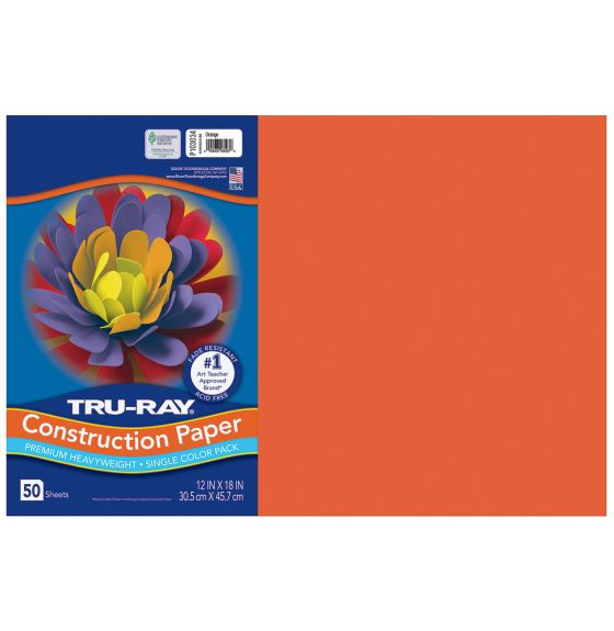 Papier construction Tru-Ray® résistant à la décoloration, 50 feuilles de 30,5 cm x 46 cm - Orange