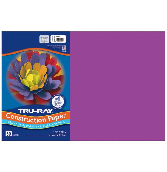 Papier construction Tru-Ray® résistant à la décoloration, 50 feuilles de 30,5 cm x 46 cm - Magenta